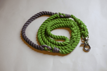 Rope Dog Leash with Traffic Handle (Color: Green | Grey, size: 4 FT)