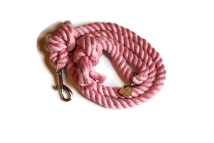 Knotted Rope Dog Leash (Color: Light Pink, size: 5 ft)