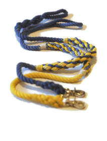 Weave Rope Dog Leash (Color: Blue with Yellow, size: 6 FT)