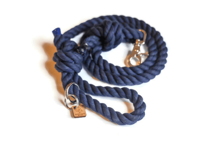 Knotted Rope Dog Leash (Color: Navy, size: 6 FT)