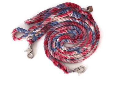 Rope Dog Leash (Color: Red, White and Blue Tie Dye, size: 4 FT)