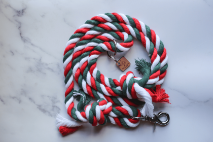 Knotted Rope Dog Leash (Color: Christmas, size: 6 FT)
