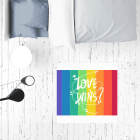 Love Wins Sublimation Rug / Pet Feeding Mat (size: 80 x 80 cm)