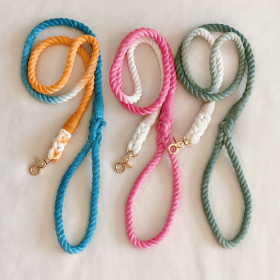 Hand Dyed Cotton Rope Leash (Color: Dark Green Ombree)