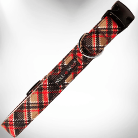 Plaid Dog Collars (Color: Gatsby, size: XL 1.5" wide fits 18-28" neck)